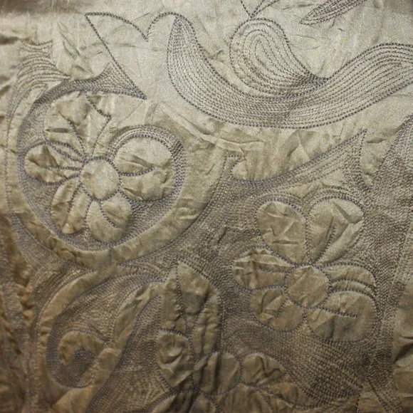 COLDWATER CREEK Olive Green Quilted Jacket Size Large Button Front Oriental L/S - Picture 6 of 13